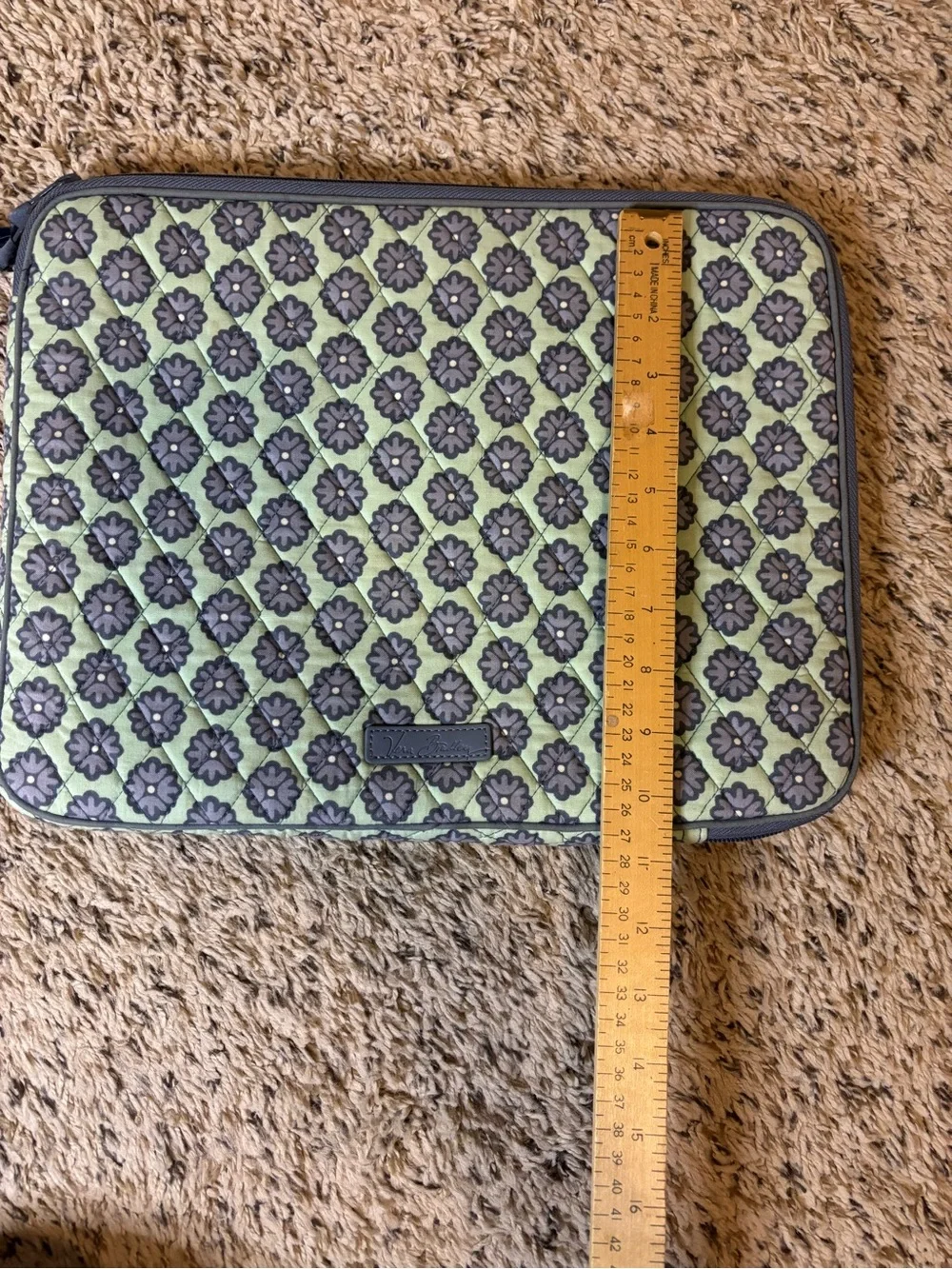 Vera Bradley Baroque Laptop Sleeve Case 15” Quilted Green Floral